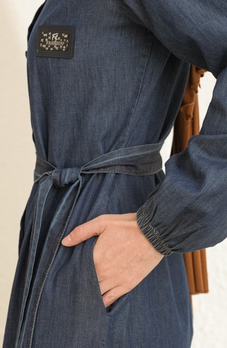 Dark Blue Jeans Abaya 10645.Koyu Kot