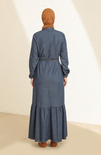 Dark Blue Jeans Abaya 10645.Koyu Kot