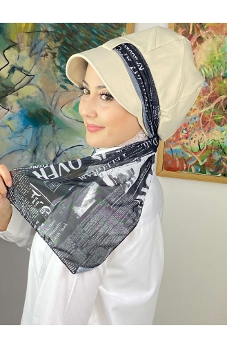 Fularlı Biritli Şapka 814MAYŞAP08-02 Siyah