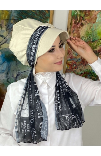 Fularlı Biritli Şapka 814MAYŞAP08-02 Siyah