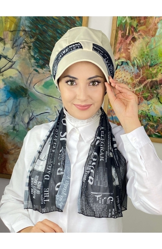 Fularlı Biritli Şapka 814MAYŞAP08-02 Siyah