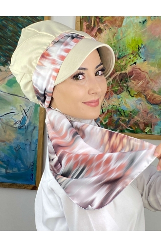 Fularlı Biritli Şapka 814MAYŞAP08-05 Açık Mürdüm