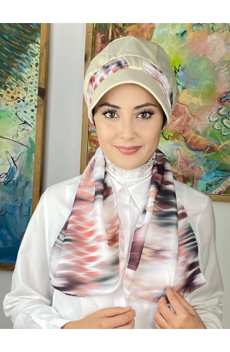 Fularlı Biritli Şapka 814MAYŞAP08-05 Açık Mürdüm