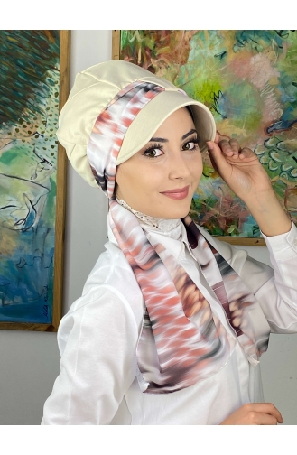 Fularlı Biritli Şapka 814MAYŞAP08-05 Açık Mürdüm
