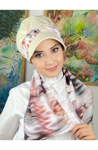 Fularlı Biritli Şapka 814MAYŞAP08-05 Açık Mürdüm