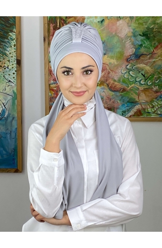 Light Gray Ready to Wear Turban 3214MAYŞAP32-02