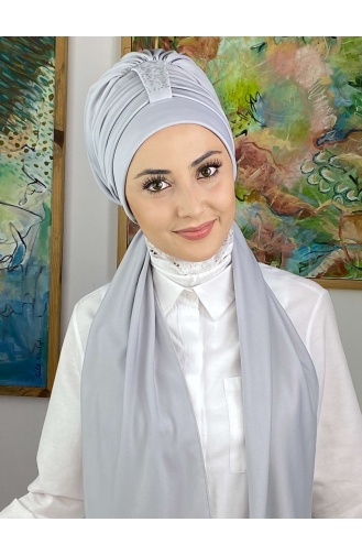 Light Gray Ready to Wear Turban 3214MAYŞAP32-02