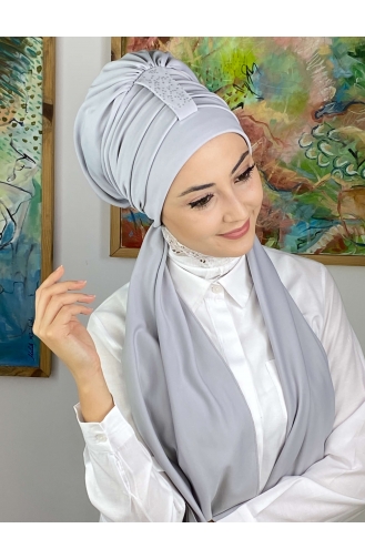 Light Gray Ready to Wear Turban 3214MAYŞAP32-02