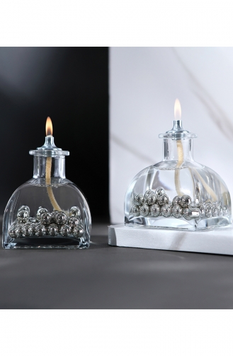 Pearl Serisi Dekoratif Kandil Mum 2´li Set 1021-02 Gümüş Gri