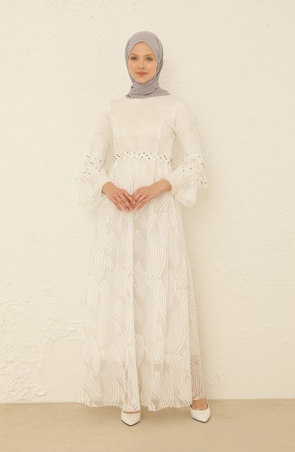 White Hijab Dress 13301.Beyaz