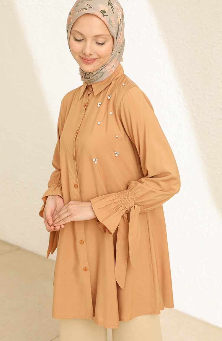 Taşlı Gömlek 2224-02 Camel