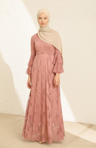 Dusty Rose Hijab Evening Dress 13264
