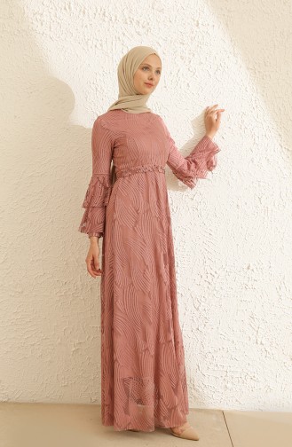 Dusty Rose Hijab Evening Dress 13264