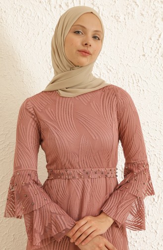 Beige-Rose Hijab-Abendkleider 13264