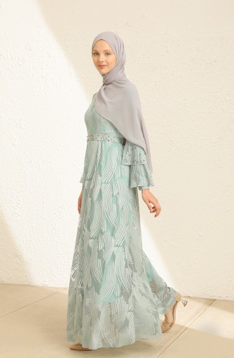 Mint Green Hijab Evening Dress 13263