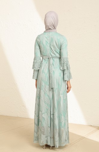 Mint Green Hijab Evening Dress 13263