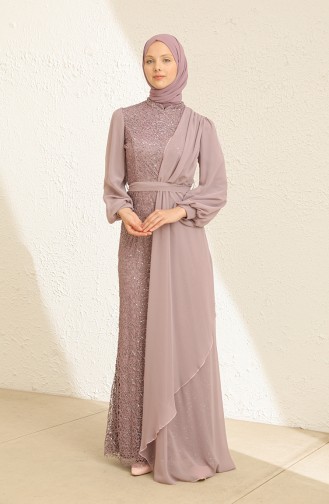 Violet Hijab Evening Dress 5516-09