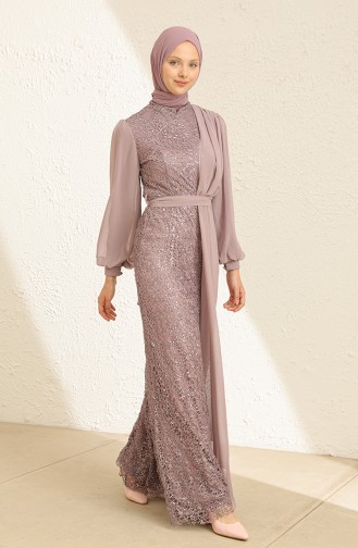 Violet Hijab Evening Dress 5516-09