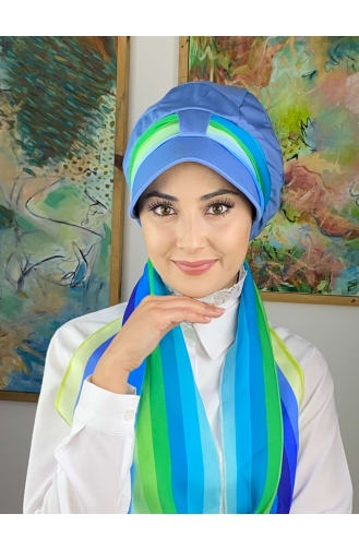 Green Ready to Wear Turban 214MAYŞAP02-04