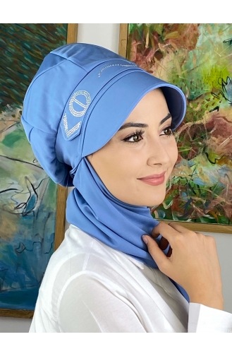 Taşlı Toka Detaylı Atkılı Şapka 2014MAYŞAP20-09 Gök Mavisi