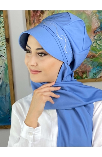 Taşlı Toka Detaylı Atkılı Şapka 2014MAYŞAP20-09 Gök Mavisi