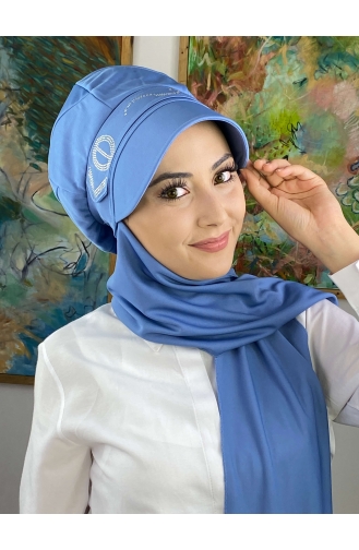 Taşlı Toka Detaylı Atkılı Şapka 2014MAYŞAP20-09 Gök Mavisi