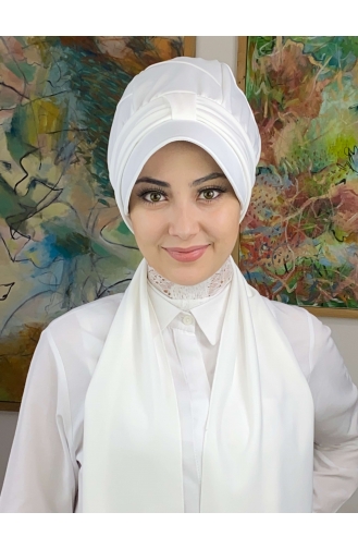 White Ready to Wear Turban 3NZL705223-01