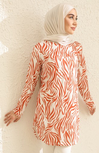 Zebra Desenli Tunik 0511-01 Kiremit