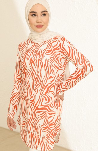 Zebra Desenli Tunik 0511-01 Kiremit