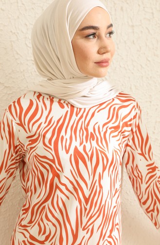 Zebra Desenli Tunik 0511-01 Kiremit