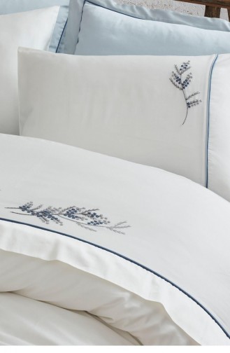 Ecocotton Derin Çift Kişilik Nevresim Takımı 100 Organik Pamuk Saten El Nakışlı Krem 200X220 Cm Krem