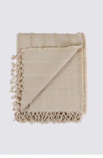 Ecocotton Riva Çift Kişilik Pike Örtüsü 100 Organik Pamuk Jakarlı Bej 220X240 Cm Bej