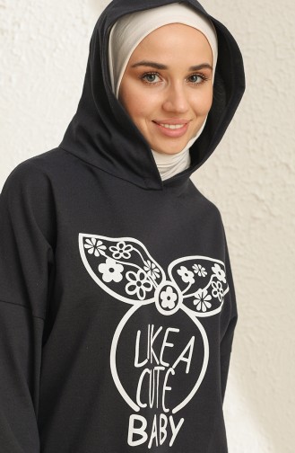 Tofisa Baskılı Kapüşonlu Sweatshirt 3434-03 Lacivert