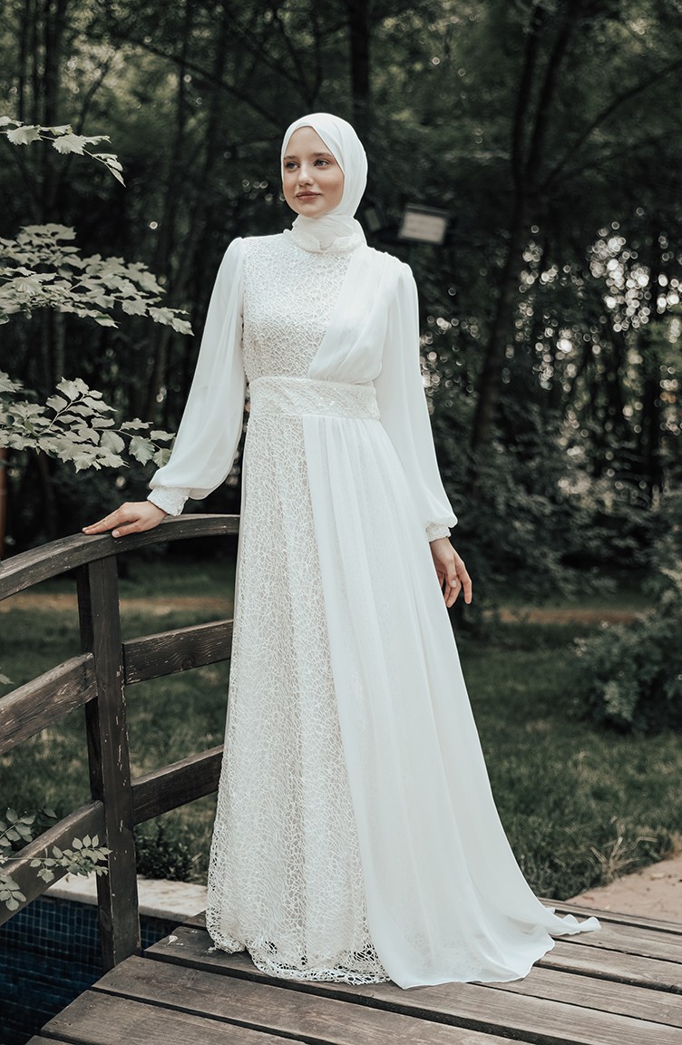 Silver Gray Hijab Evening Dress 5408 09 Sefamerve
