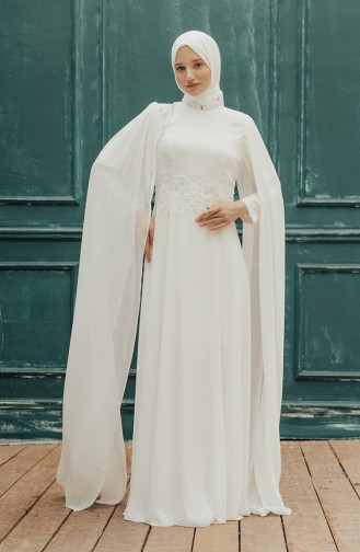 Robe de Soirée a Dentelle 9001-05 Ecru 9001-05