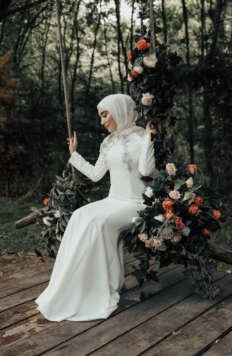 Habillé Hijab Ecru 8625-02