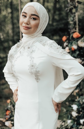 Habillé Hijab Ecru 8625-02