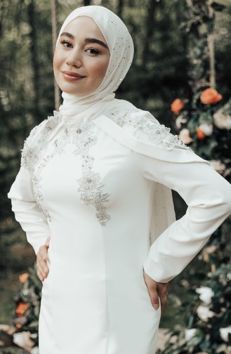 Naturfarbe Hijab-Abendkleider 8625-02