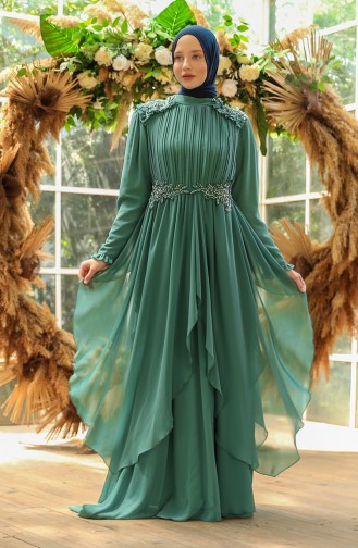 Powder Hijab Evening Dress 52807-01