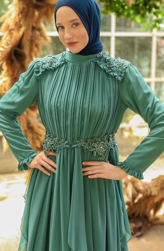 Powder Hijab Evening Dress 52807-01