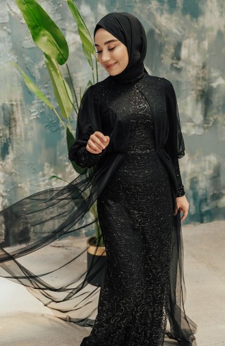 Black Hijab Evening Dress 5346-10