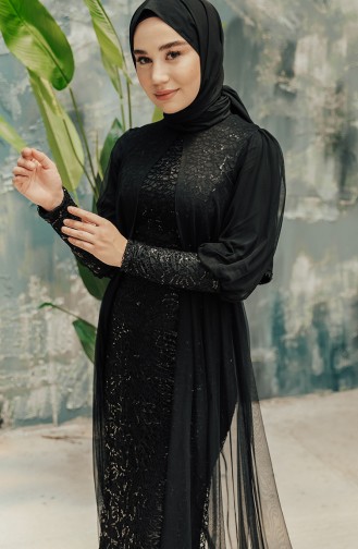 Schwarz Hijab-Abendkleider 5346-10