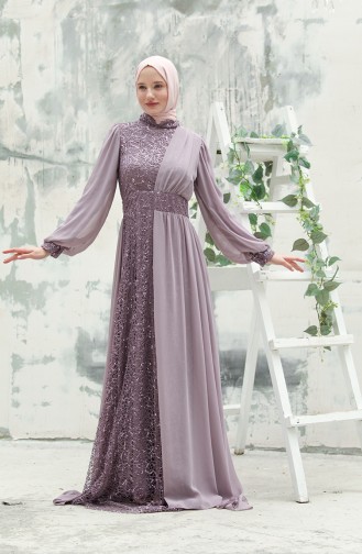 Violet Hijab Evening Dress 5408-11