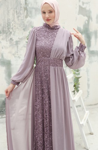 Violet Hijab Evening Dress 5408-11