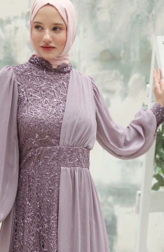 Violet Hijab Evening Dress 5408-11