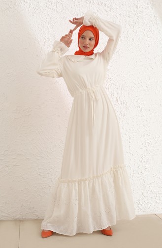 Ecru Hijab Dress 228424-01