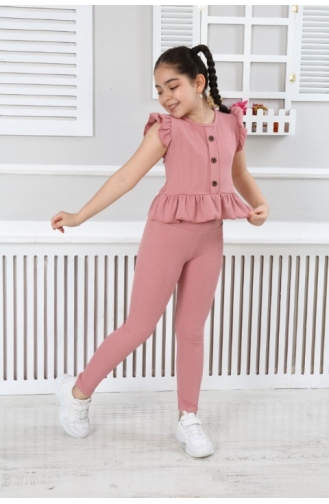 Aryakids Kız Çocuk Yazlık Takım 035-01 Gül Kurusu
