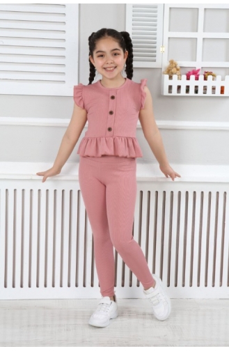 Aryakids Kız Çocuk Yazlık Takım 035-01 Gül Kurusu