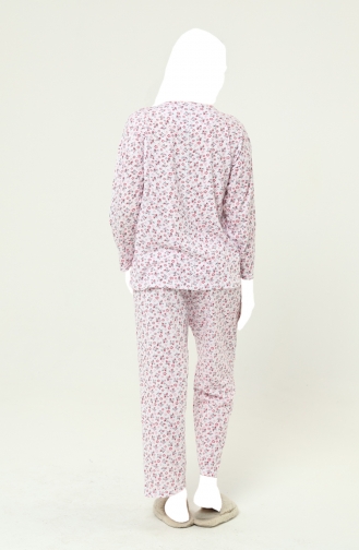Önden Düğmeli Pijama Takım 22165-03 Fuşya