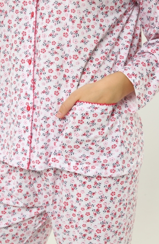 Önden Düğmeli Pijama Takım 22165-03 Fuşya